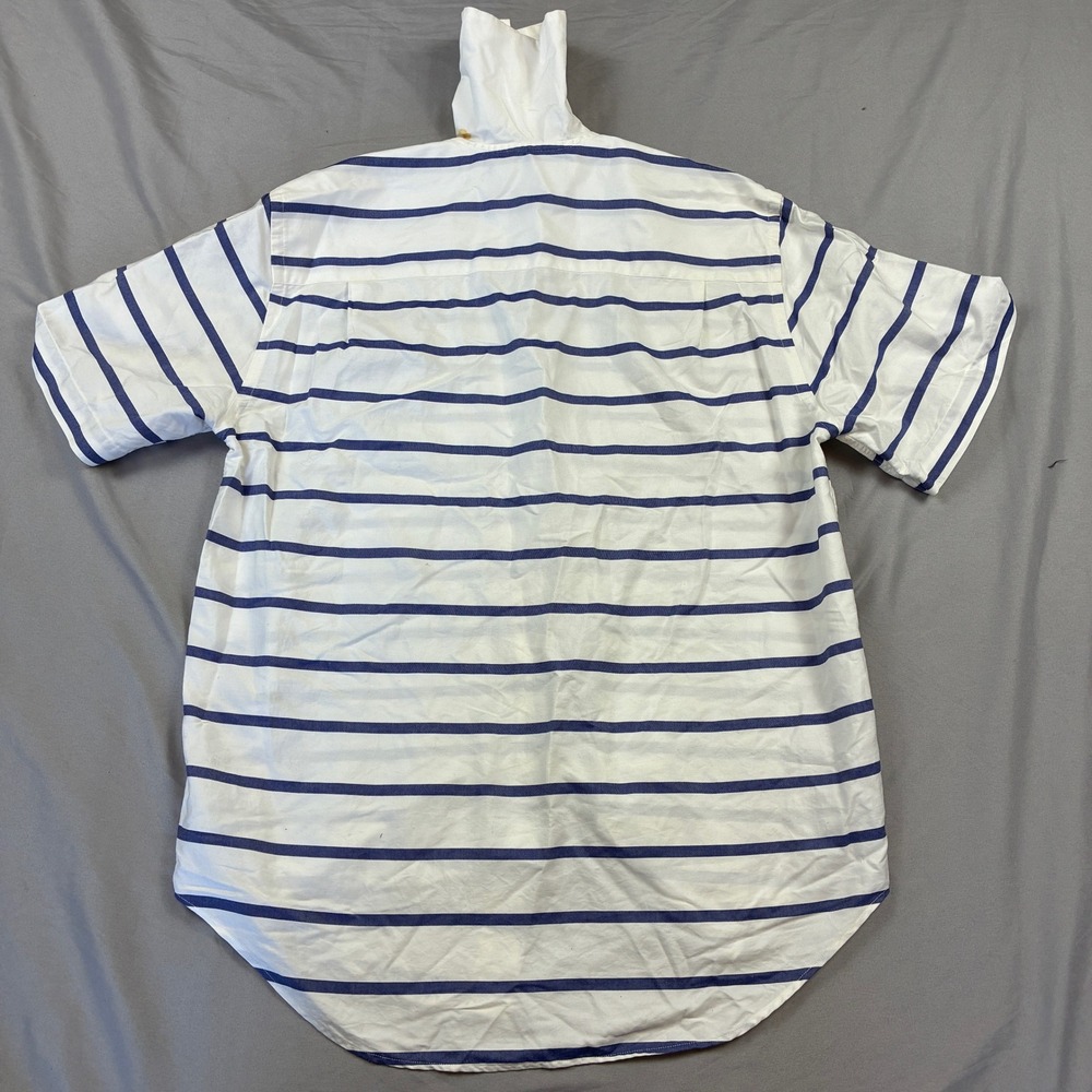 Ralph Lauren Button Up Women 4 White Blue Striped Peter Pan Collar RLPC Sailing - Picture 6 of 11